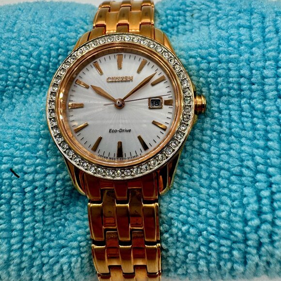 CITIZEN WOMEN'S ECO-DRIVE SILHOUETTE ROSE GOLD WATCH - Picture 2 of 3